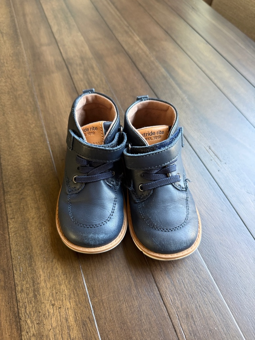 Stride Rite Toddler Navy Leather Lace-Up Casual Boots
